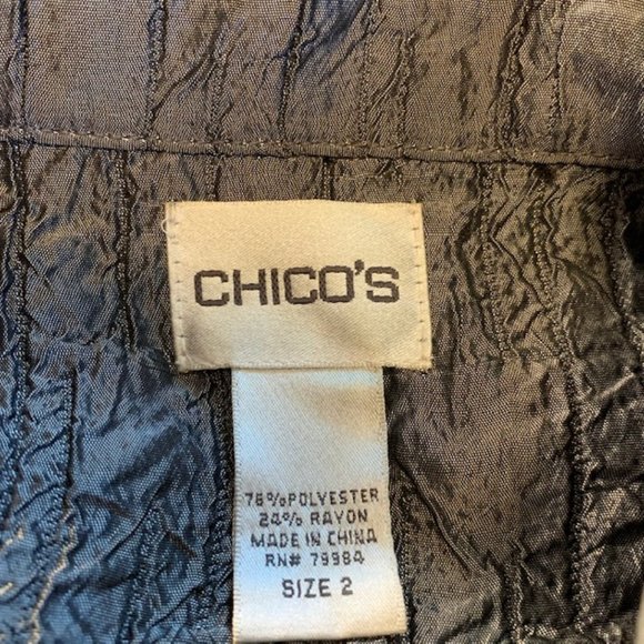 Chico's Shiny Puckered Fabric Jacket Size L - Picture 12 of 12